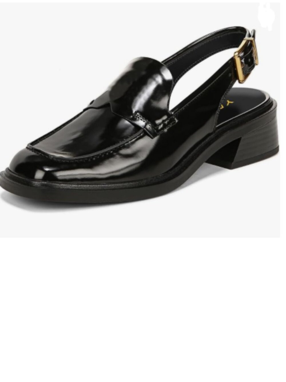 YDN Black Slingback Pumps Dressy Loafer Chunky Low Heels Square Toe Slip On Shoe